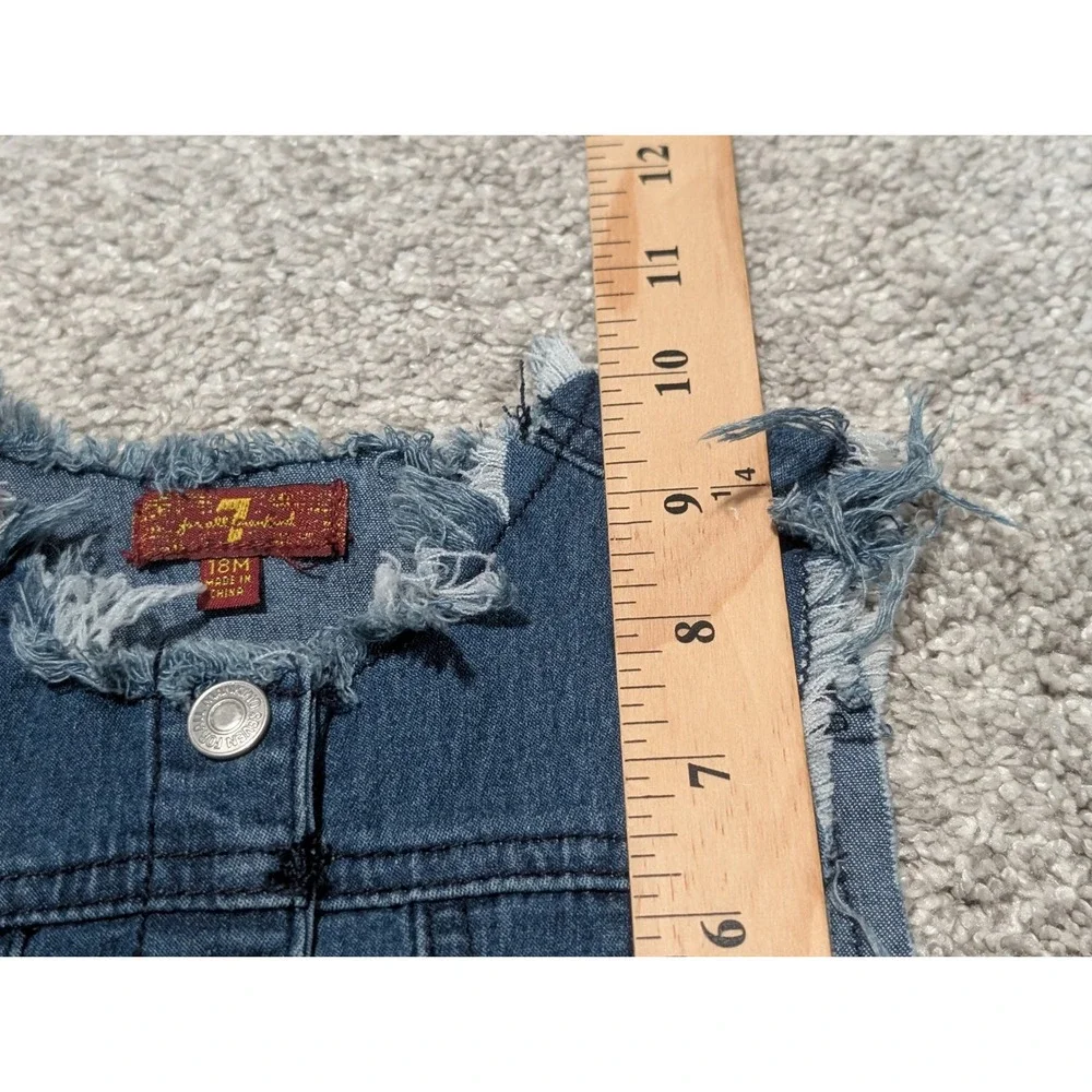 7 For All Mankind Denim Vest Kids 18M Blue Distressed Raw Edge Frayed Sleeveless